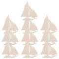 10Pcs Unfinished Wooden Sailboat DIY Craft Decor Nautical Theme Coastal Home Decoration