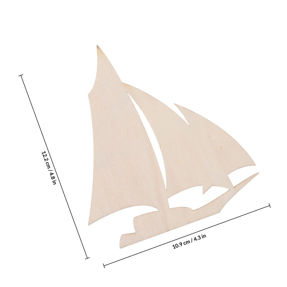 10Pcs Unfinished Wooden Sailboat DIY Craft Decor Nautical Theme Coastal Home Decoration