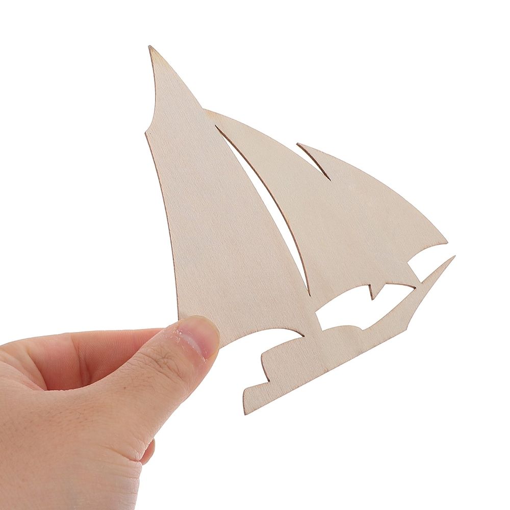 10Pcs Unfinished Wooden Sailboat DIY Craft Decor Nautical Theme Coastal Home Decoration