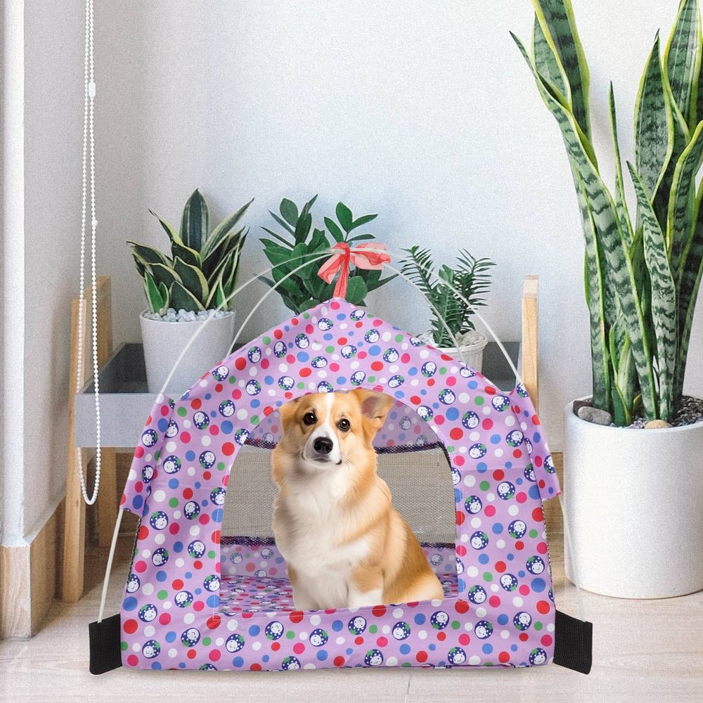 Outdoor Pet Tent Purple Sun Shelter Easy Access Mesh Ventilation