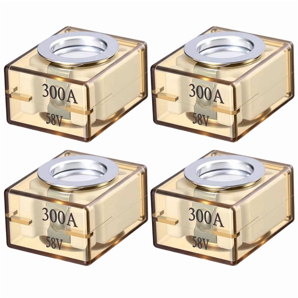 4 Pack 300A  Terminal Fuses, 58V DC Max IP66 Waterproof Marine Rated Battery Fuse for RV, Boat, EV, Crane