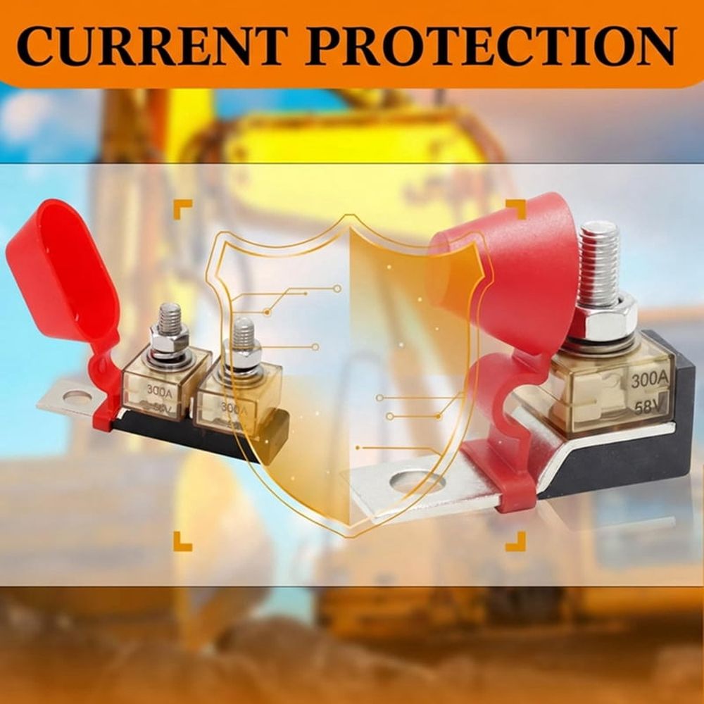 4 Pack 300A  Terminal Fuses, 58V DC Max IP66 Waterproof Marine Rated Battery Fuse for RV, Boat, EV, Crane