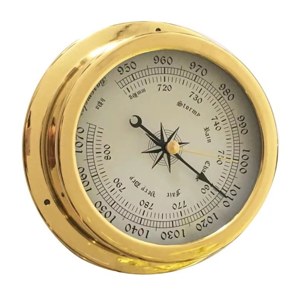 4 Pcs Boat Barometer Clock Thermometer Hygrometer Weather Station Set Wall Mounting Type Brass for Case for Shell Light