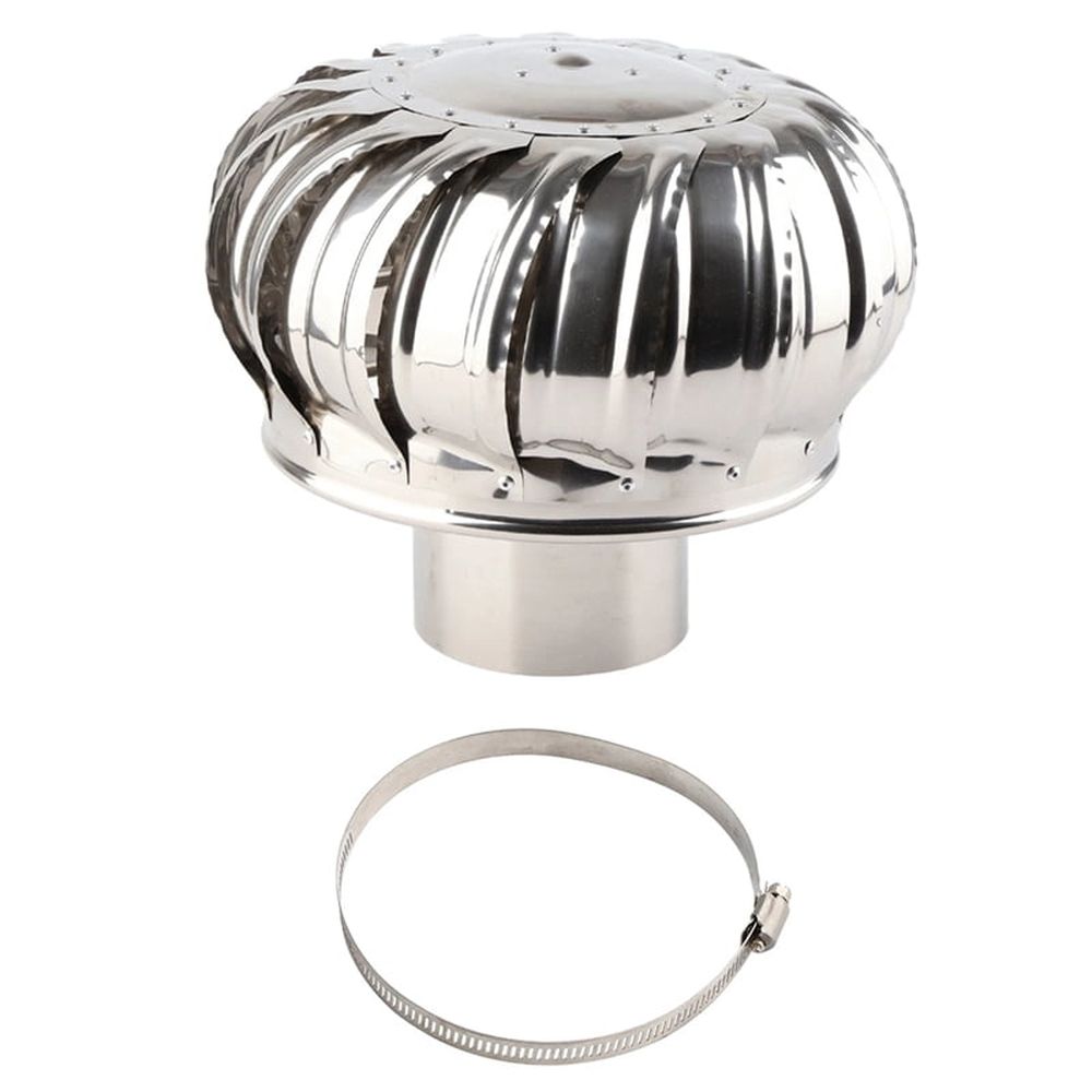 4.33in Stainless Steel Roof Ventilator - Silent, Automatic Wind Turbine Air Vent