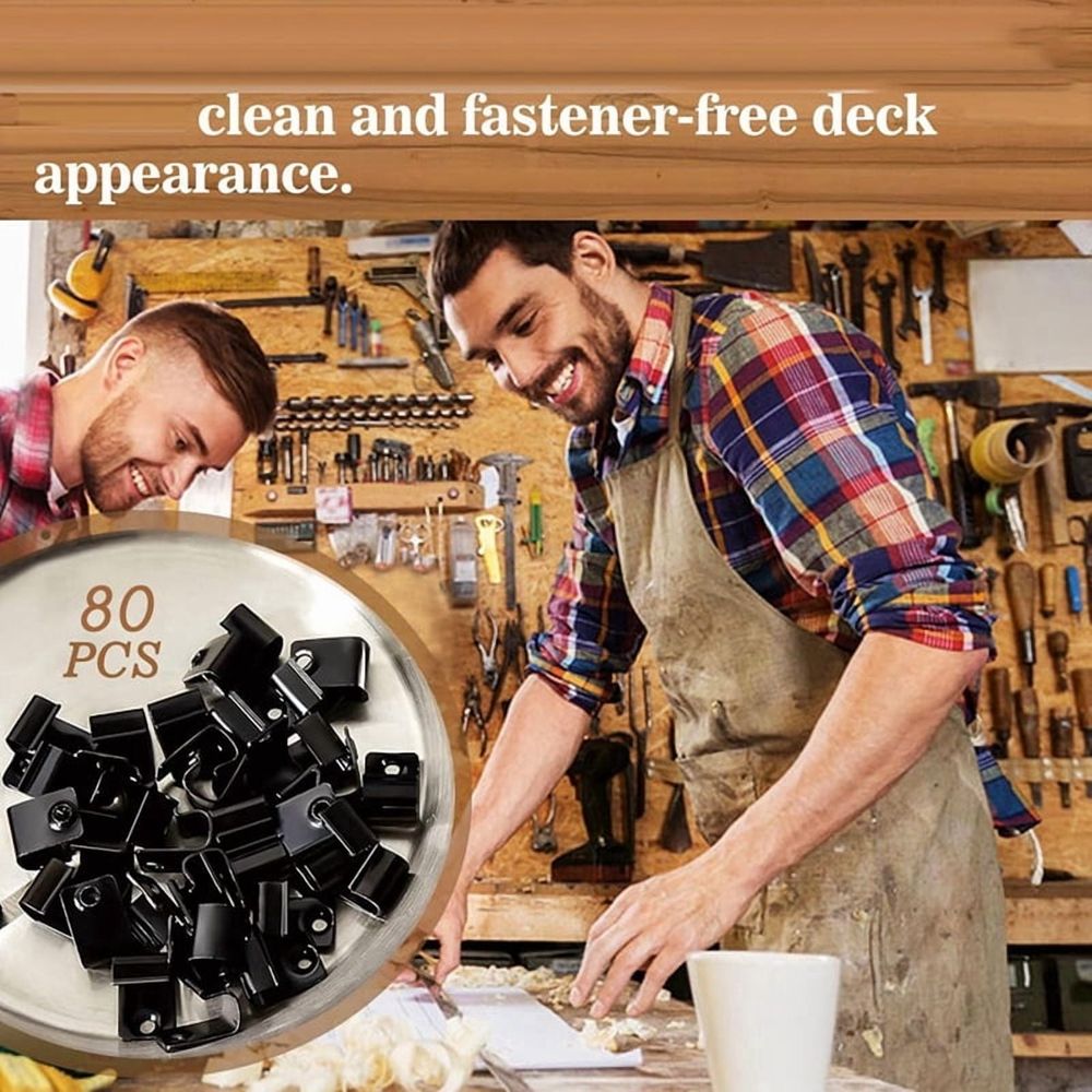 Stainless Steel Clips Deck Clips Universal Decking Clips with Decking Screws for Composite Deck Boards 160 Pack