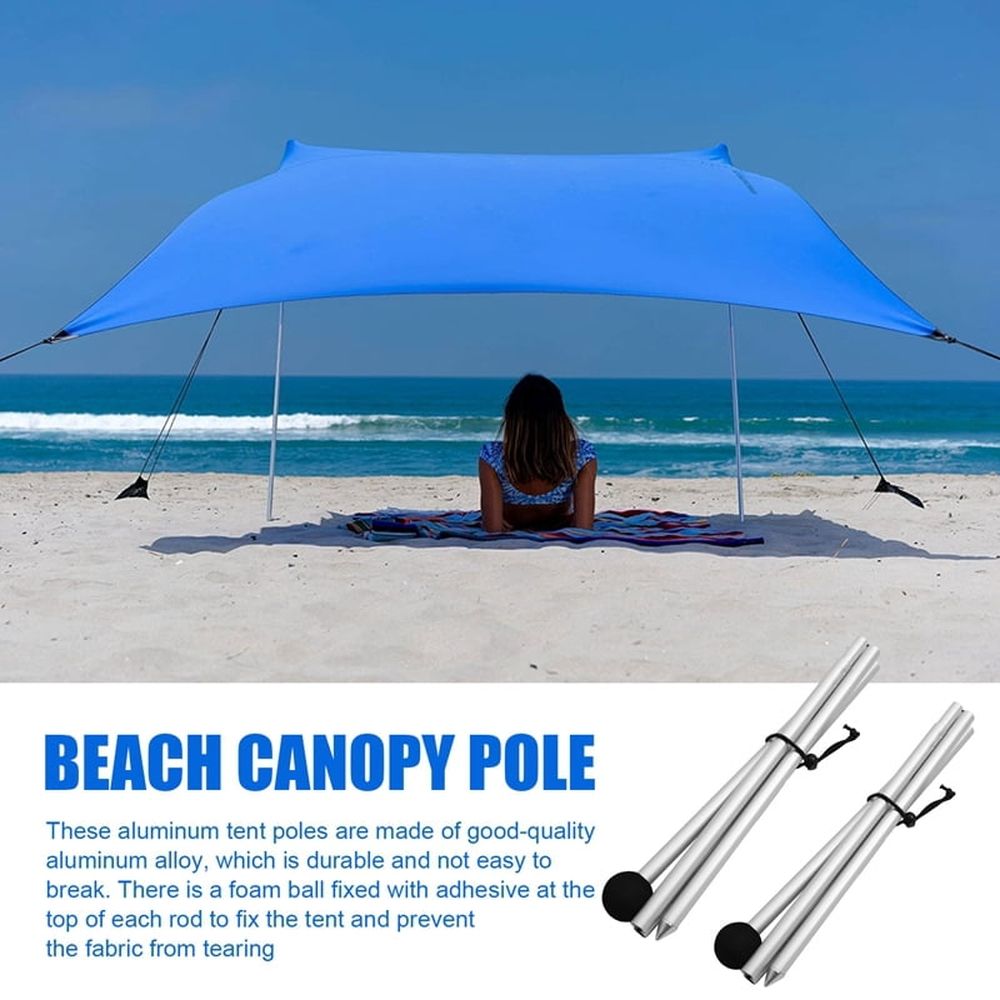 Beach Tent Poles Replacement 4 Packs Foldable Portable Aluminum Alloy Repairing Fixing Accessories for Camping Parties
