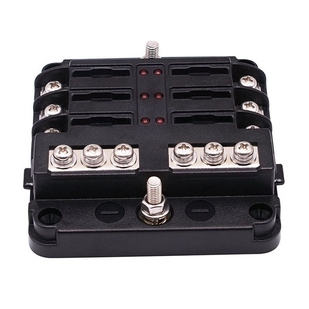 6X 6-Way Waterproof Fuse Block,with LED Indicator 12 Circuits with Negative Marine Fuse Box for DC 12/24V Car RV Truck