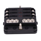 6X 6-Way Waterproof Fuse Block,with LED Indicator 12 Circuits with Negative Marine Fuse Box for DC 12/24V Car RV Truck