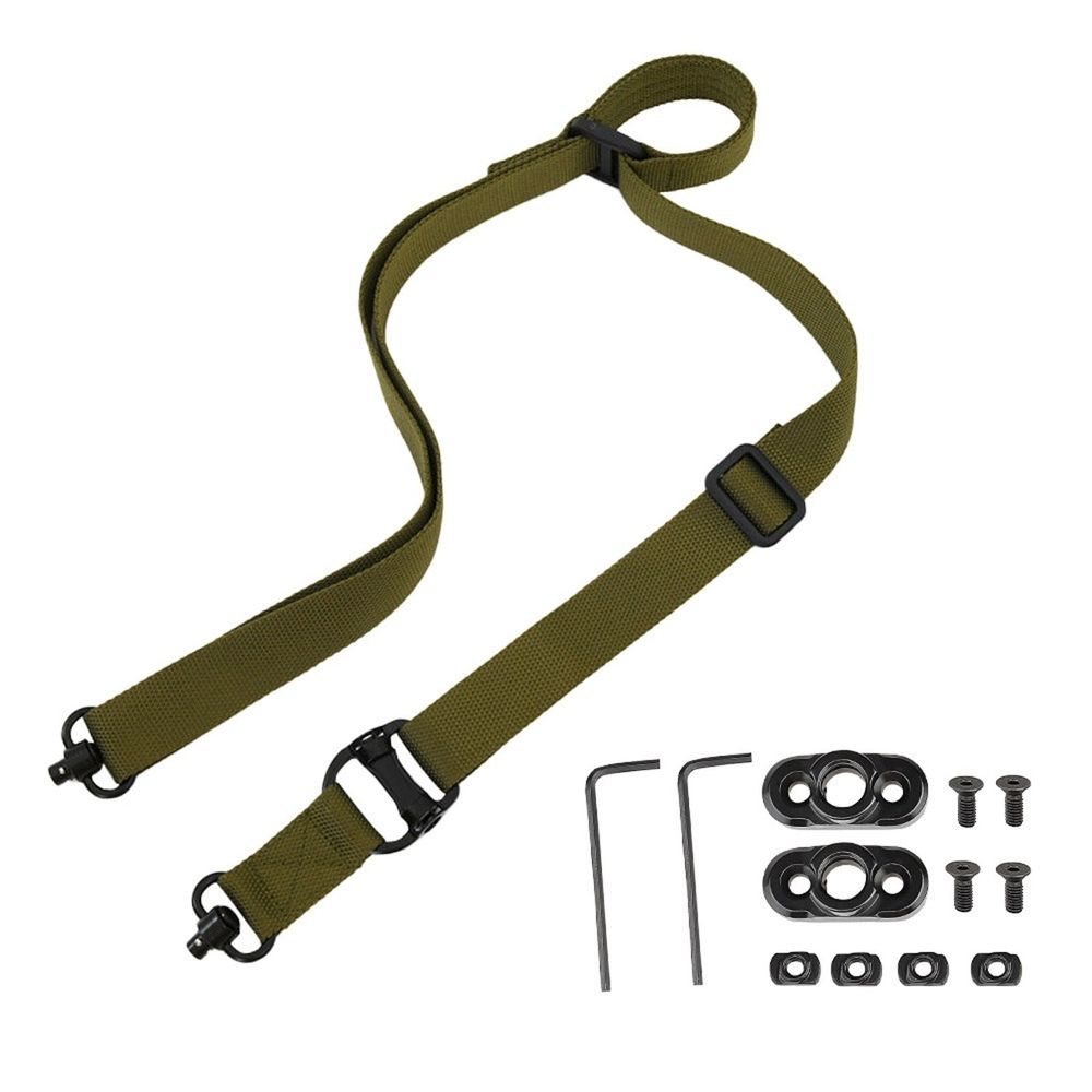 Outdoor Single Point and Two Point Rifle Sling Adjustable Quick Release Padded Shoulder Strap with Swivel Mount for Hunting Shooting Black Green Khaki