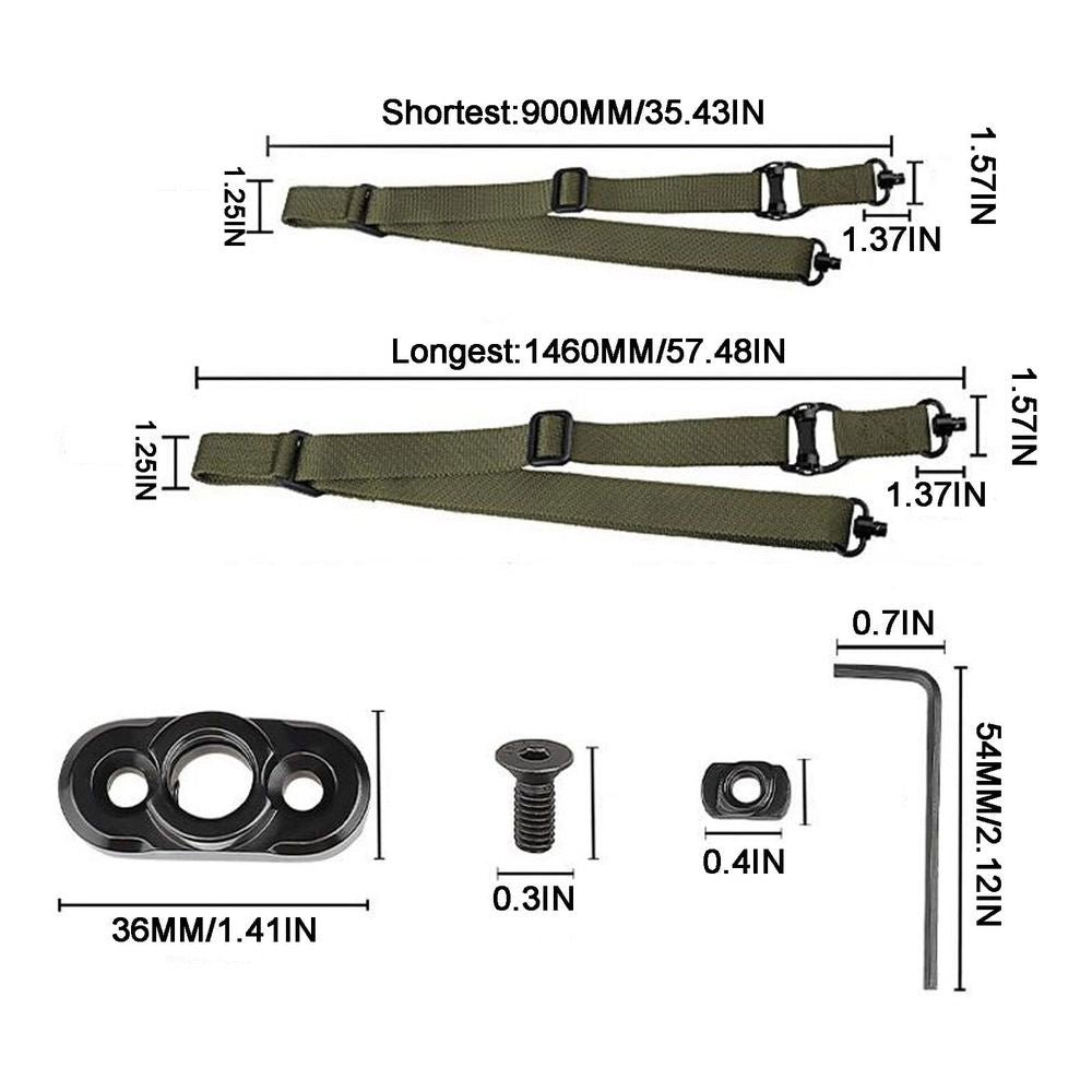 Outdoor Single Point and Two Point Rifle Sling Adjustable Quick Release Padded Shoulder Strap with Swivel Mount for Hunting Shooting Black Green Khaki