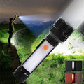 Portable LED Flashlight with Red Warning Light and 6 Modes for Road Emergency Outdoor Camping Hiking Hunting Fishing 6.89 Inches Long Waterproof