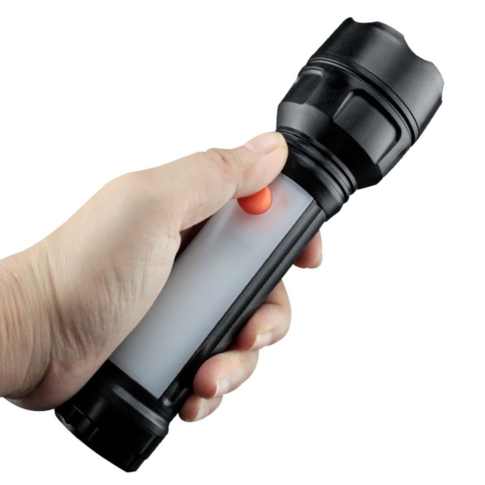 Portable LED Flashlight with Red Warning Light and 6 Modes for Road Emergency Outdoor Camping Hiking Hunting Fishing 6.89 Inches Long Waterproof
