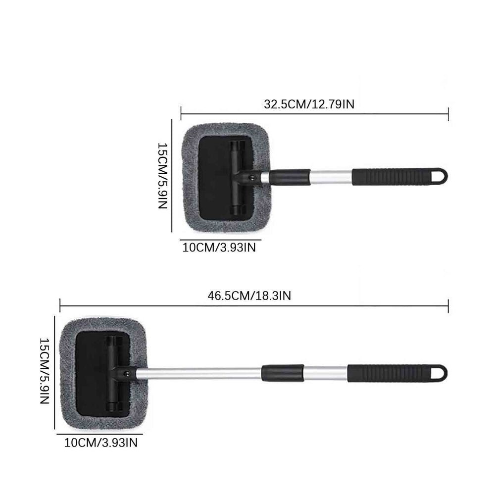 Extendable Car Windshield Cleaning Brush with Microfiber Pad Rotating Head for Interior Exterior Window Defogging