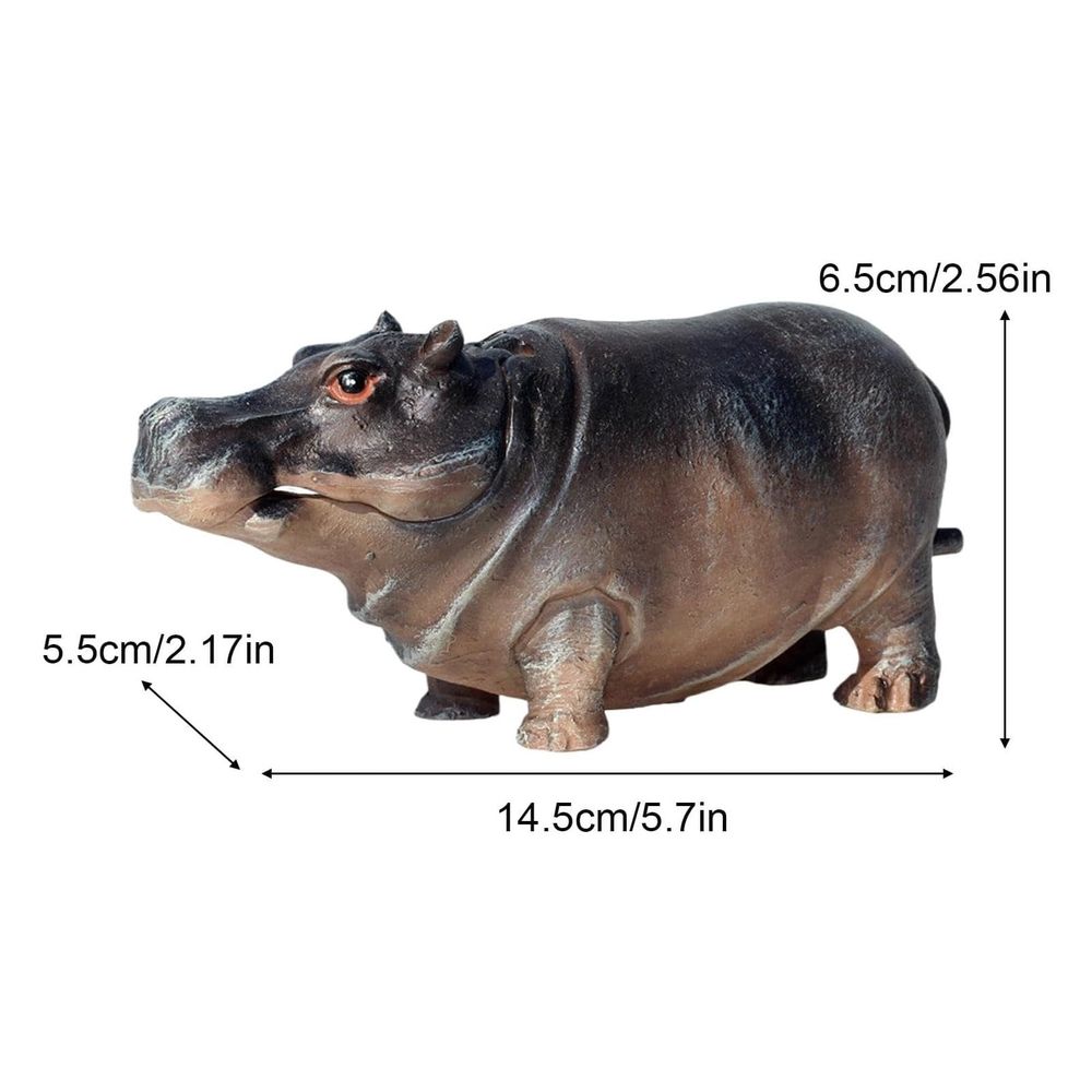 Hippo Shape Resin Aquarium Bubbler Ornament Air Stone Oxygen Pump Decor for Fish Tank Decoration Realistic Underwater Theme 5.71 Inches Long