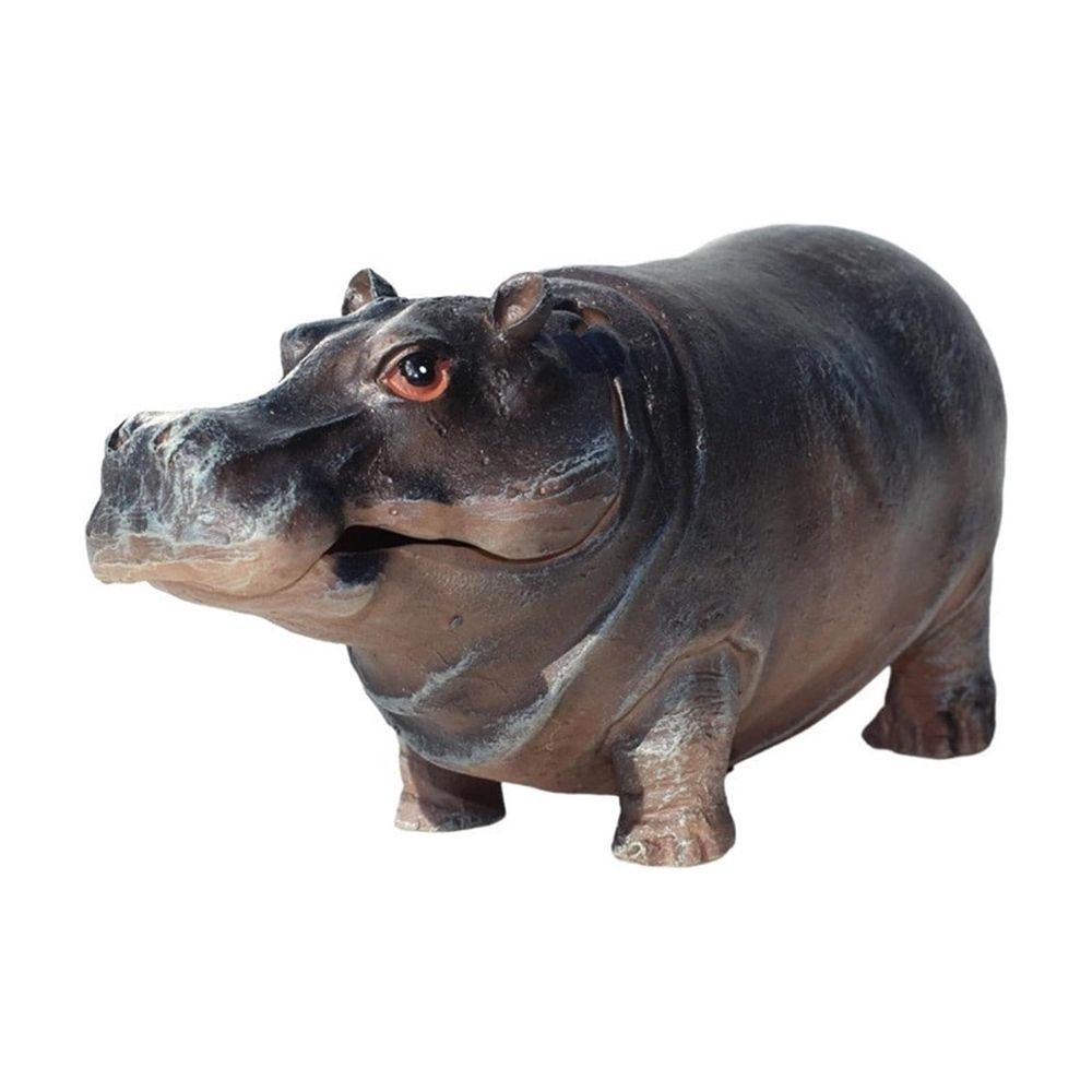 Hippo Shape Resin Aquarium Bubbler Ornament Air Stone Oxygen Pump Decor for Fish Tank Decoration Realistic Underwater Theme 5.71 Inches Long