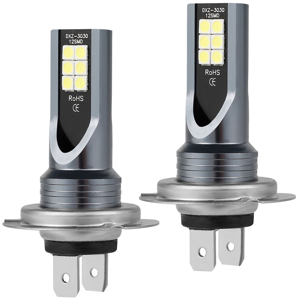 H7 LED Headlight Bulb 2PCS 6500K 600lm Fog Light Bulbs IP68 Waterproof Xenon Headlight Bulbs for 12V Cars Motorcycles Headlight High/Low beams Fog Light DRL