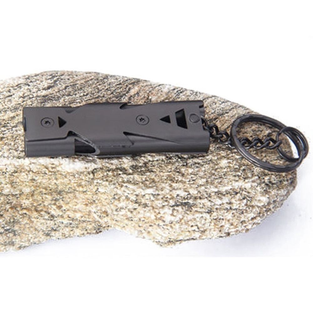 Stainless Steel Whistle Double Tube Emergency Whistle 5.7x1.8x0.9cm Loud 150 Decibels for Outdoor Camping Hiking Hunting Safety Gear