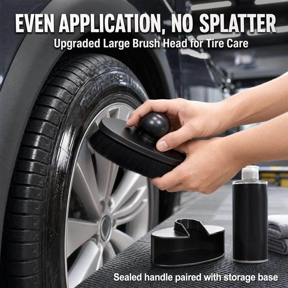 Car Tire Shine Applicator Convenient and Effort Saving Washable and Reusable Tire Shine Brush for Automotive Detailing