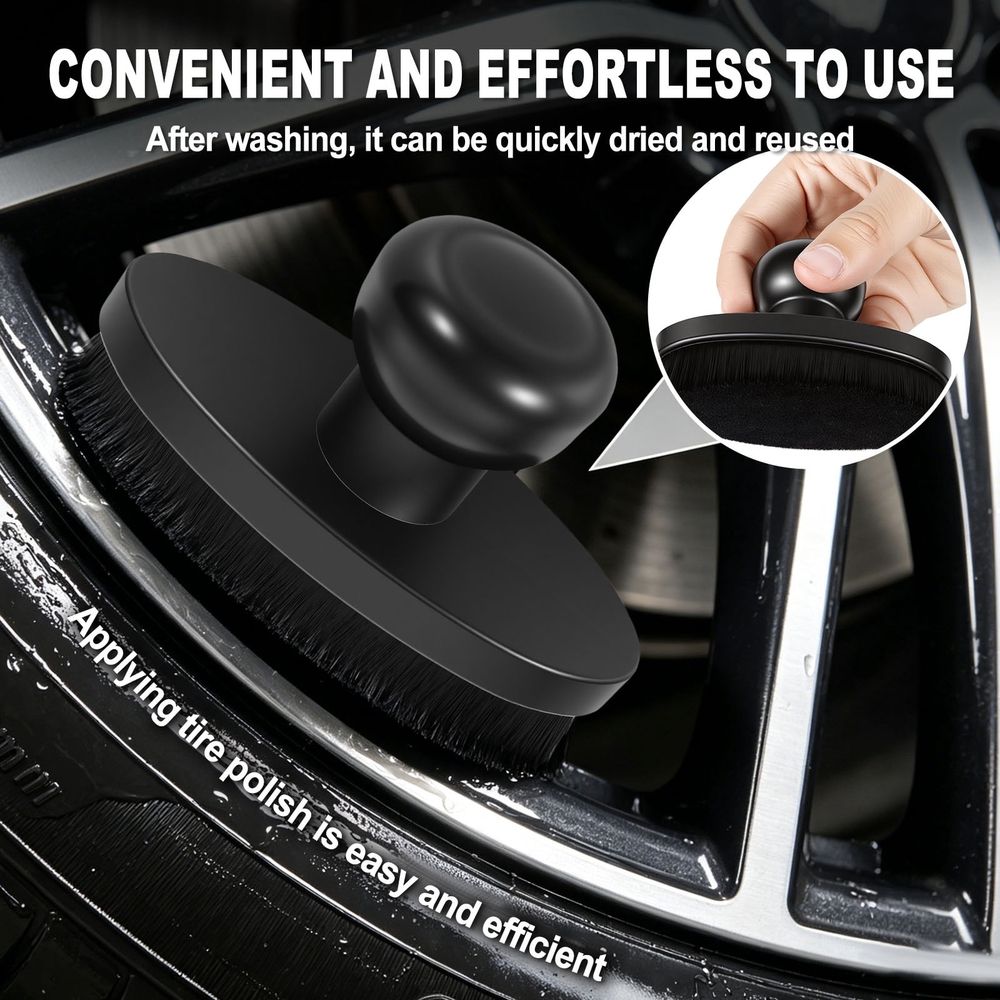 Car Tire Shine Applicator Convenient and Effort Saving Washable and Reusable Tire Shine Brush for Automotive Detailing