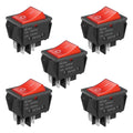 5Pcs 30A KCD4 Rocker Switch, 125V/250V AC DPST 4 Pin ON/OFF Toggle Switch, Waterproof Red Light Illuminated Power Switch Replacement for RV Yacht Automobile Boat