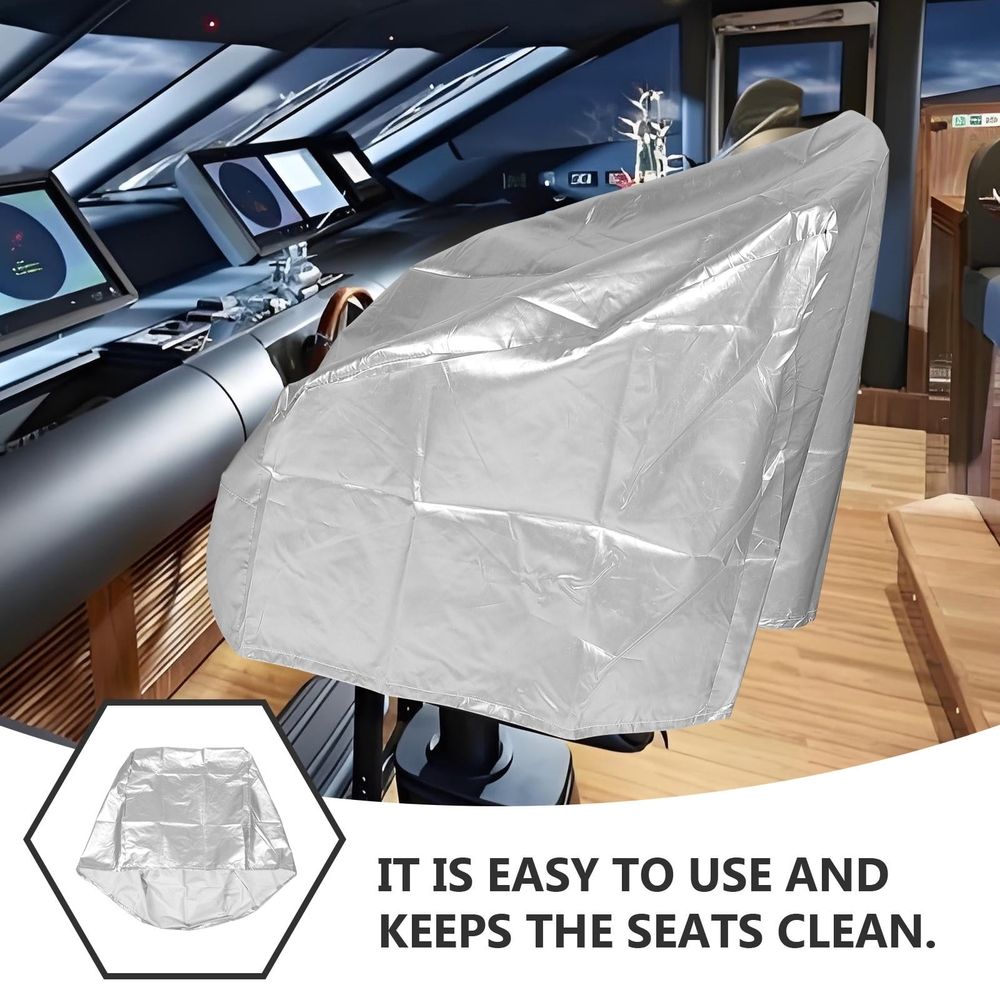 Durable Polyester Boat Seat Covers Plated Silver Waterproof Helm Chair Protection