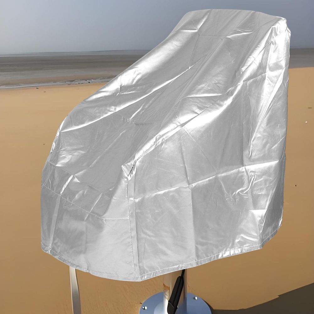 Durable Polyester Boat Seat Covers Plated Silver Waterproof Helm Chair Protection