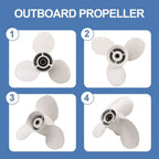 Propeller for 9.9Hp 15Hp 9 1/4 X10 Boat Aluminum Alloy 3 Blade 8 Spline Marine Engine Part 63V-45952-10-EL