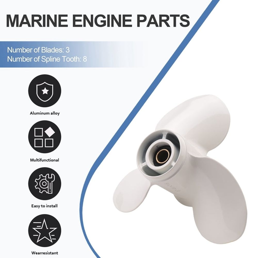 Propeller for 9.9Hp 15Hp 9 1/4 X10 Boat Aluminum Alloy 3 Blade 8 Spline Marine Engine Part 63V-45952-10-EL