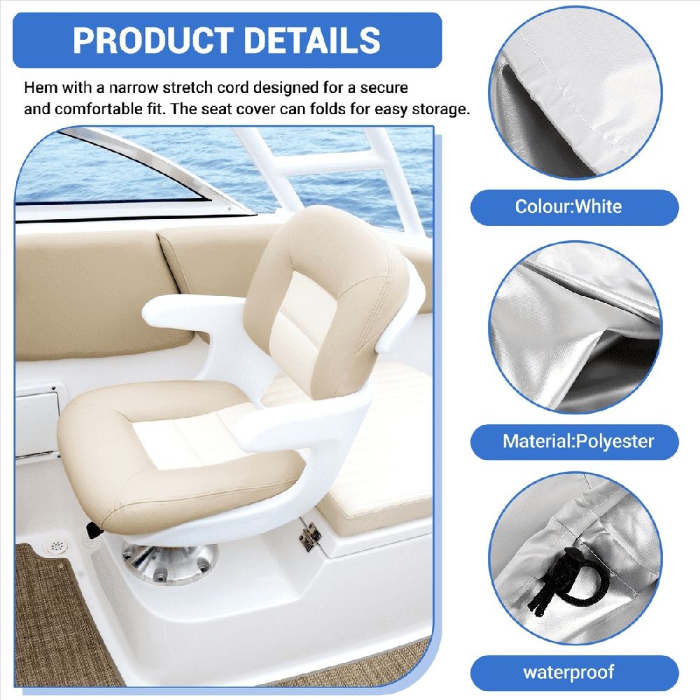 Boat Seat Cover, Outdoor Waterproof Pontoon Captain Boat Bench Chair Seat Cover, Chair y20943