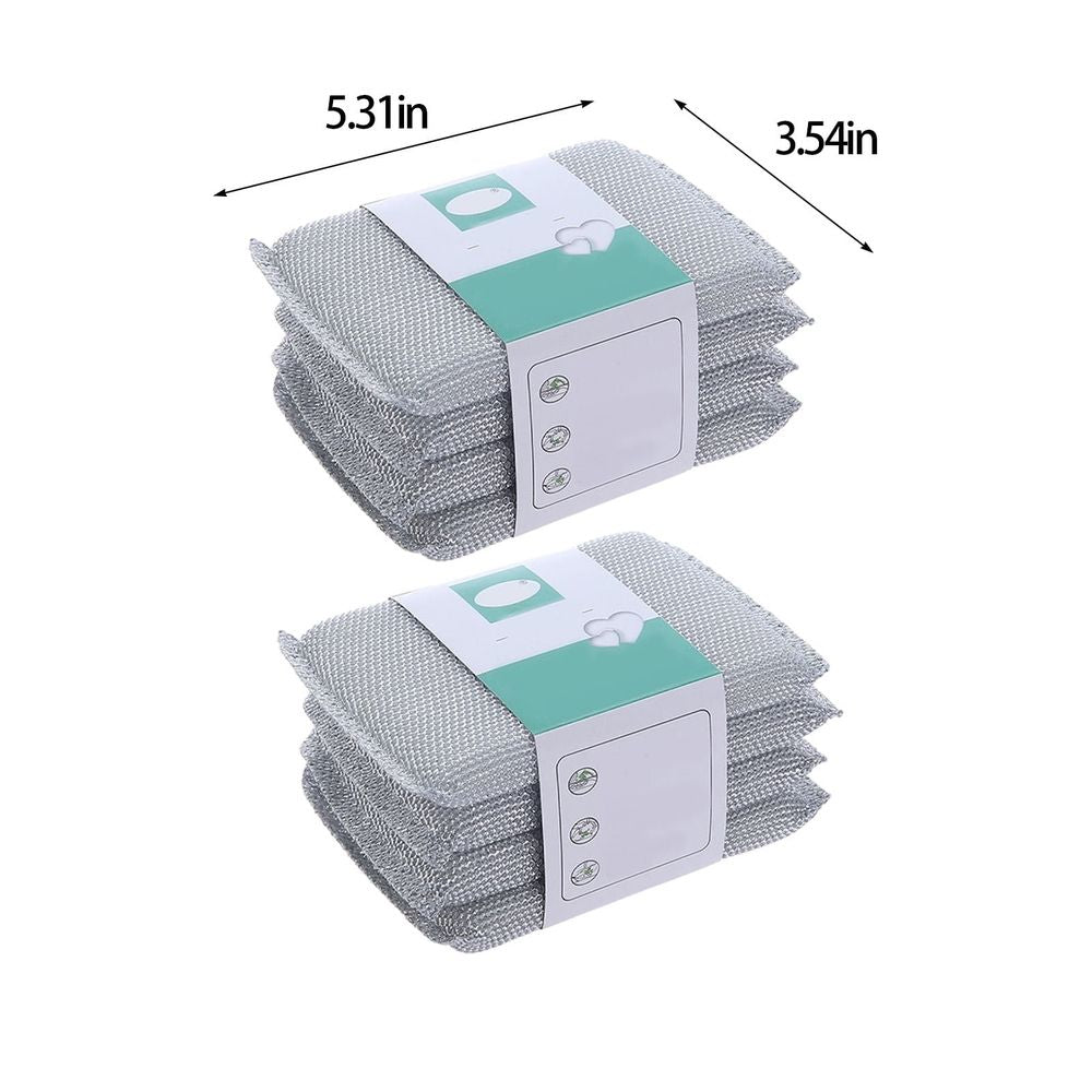 Double-Sided Scouring Sponge | 8-Pack Non-Stick Oil Dishwashing Pads | Steel Wool & Sponge Cleaning Pads for Kitchen, Bathroom & Household Use