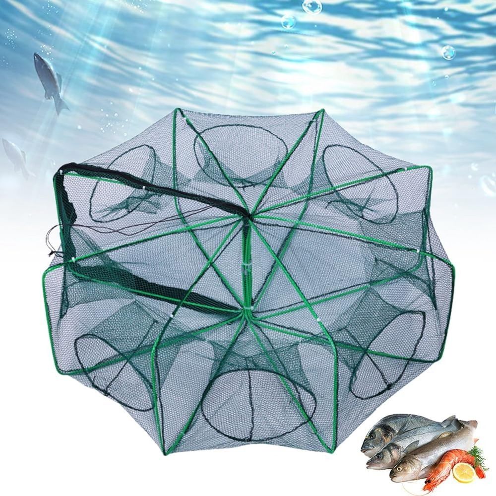 The Magic Foldable Fishing Trap - Upgraded Auto-Folding Bait Trap for Crab, Crayfish & Minnows - Portable Strengthened Cast Net for Freshwater/Saltwater Fishing