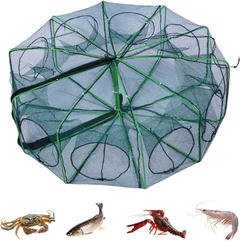 Auto-Folding Fishing Trap Net - Magic Foldable Crab & Minnow Trap - Durable Bait Catcher for Shrimp, Eels, Lobster - Portable Fish Trap for Outdoor Adventures