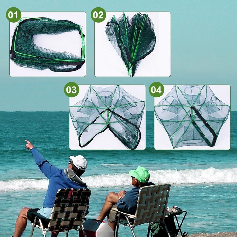 Auto-Folding Fishing Trap Net - Magic Foldable Crab & Minnow Trap - Durable Bait Catcher for Shrimp, Eels, Lobster - Portable Fish Trap for Outdoor Adventures