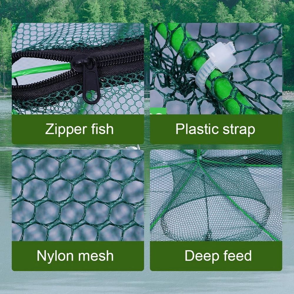 Auto-Folding Fishing Trap Net - Magic Foldable Crab & Minnow Trap - Durable Bait Catcher for Shrimp, Eels, Lobster - Portable Fish Trap for Outdoor Adventures