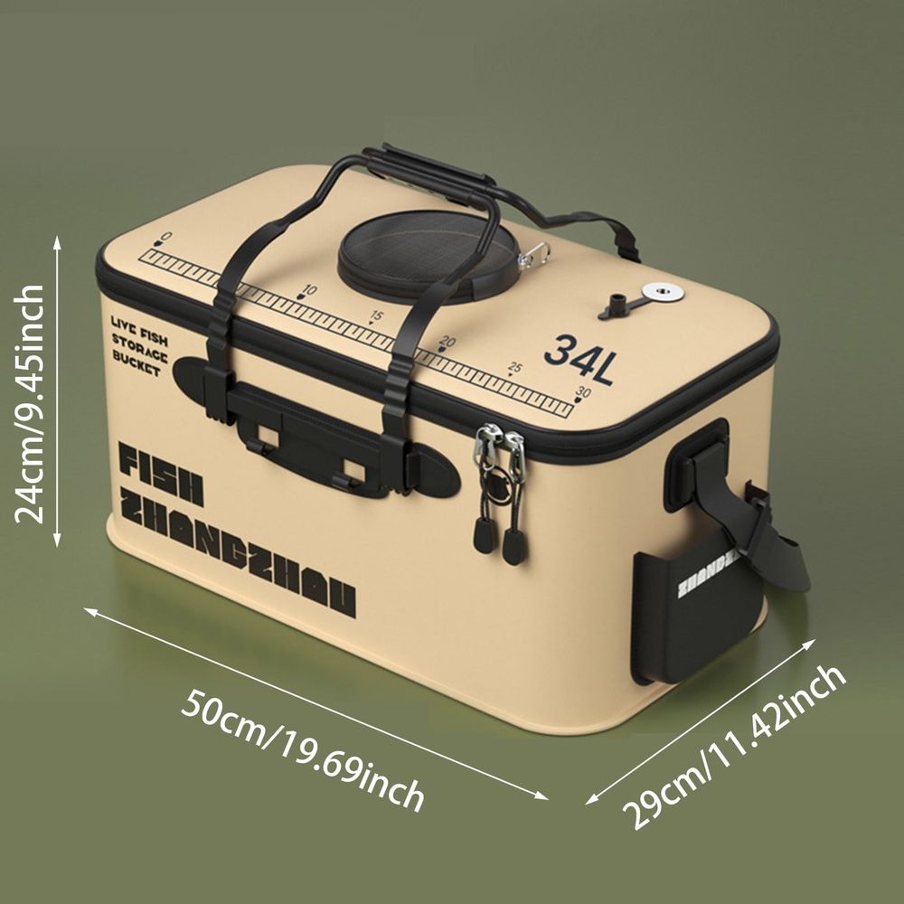 Live Fish Transport Bucket - Foldable Fishing Pail with Aeration - Portable Water Container for Bait & Catch - Outdoor Travel & Hiking Essential