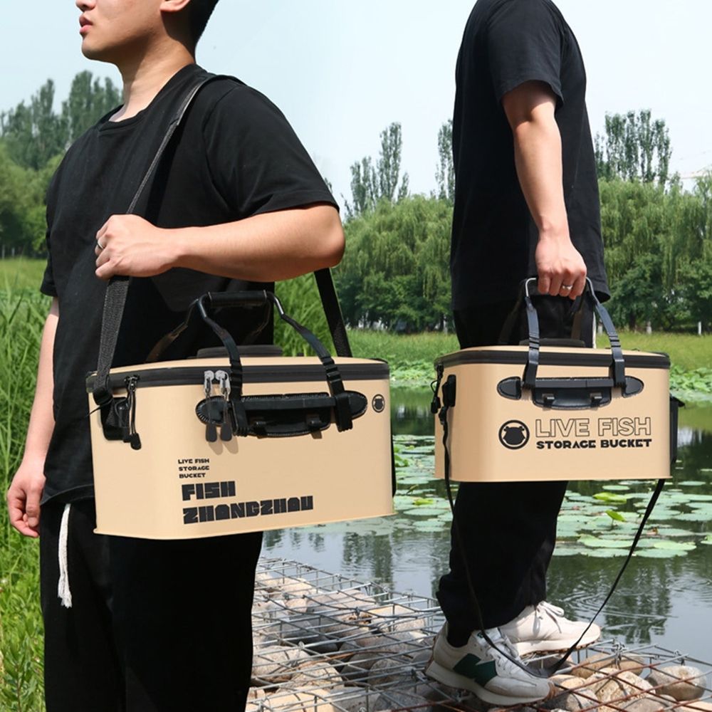 Live Fish Transport Bucket - Foldable Fishing Pail with Aeration - Portable Water Container for Bait & Catch - Outdoor Travel & Hiking Essential