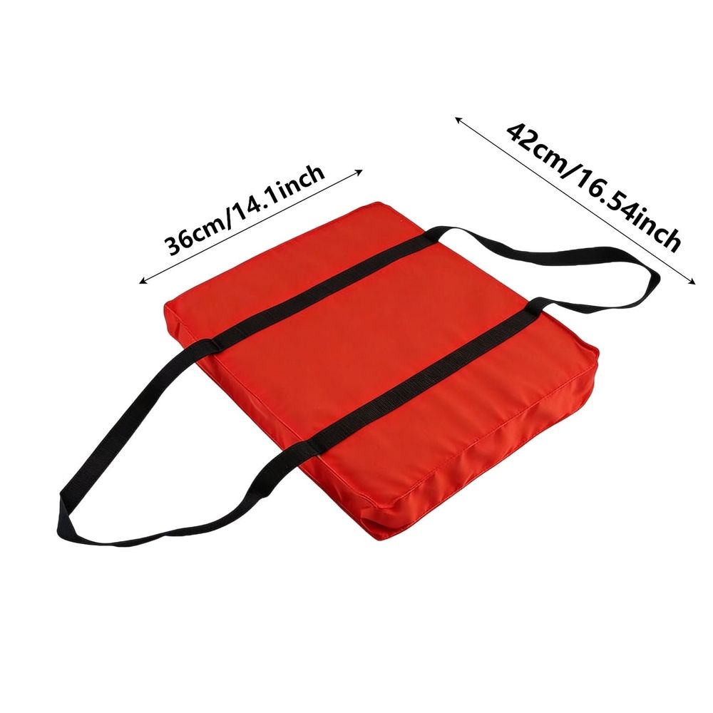 Throwable Flotation Device,High Buoyancy Boat Seat Cushion with Grab Strap,Waterproof PE Foam for Boating Kayaking Fishing Swimming,Red 16.5x14in