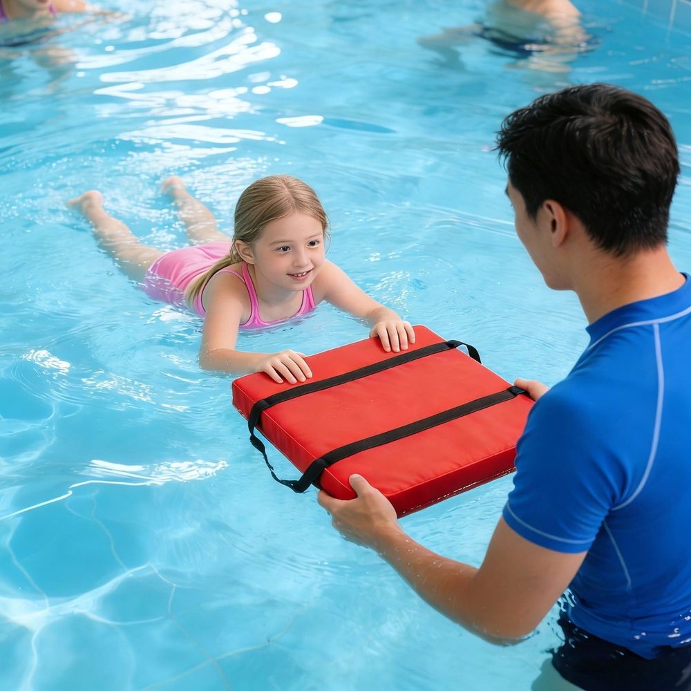Throwable Flotation Device,High Buoyancy Boat Seat Cushion with Grab Strap,Waterproof PE Foam for Boating Kayaking Fishing Swimming,Red 16.5x14in