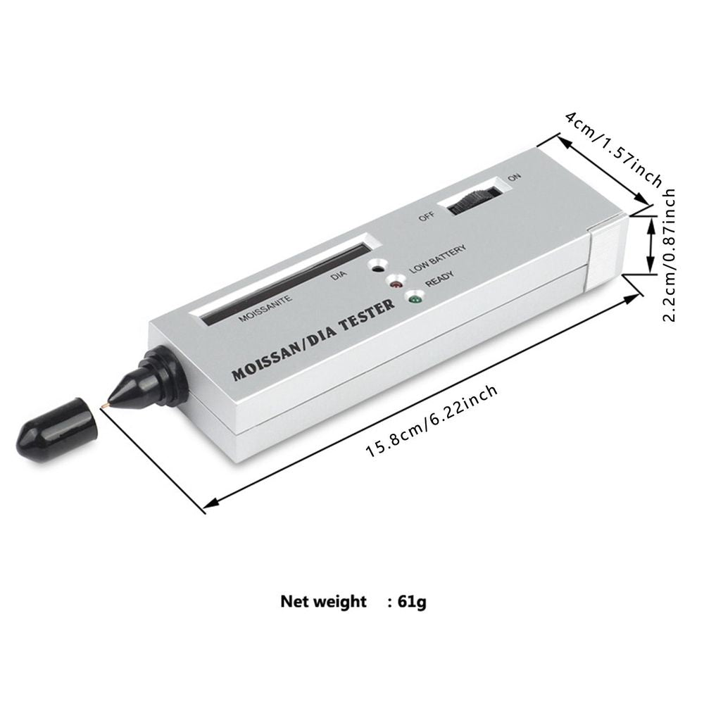 Portable LED Indicator Moissanite Diamond Tester Pen, High Accuracy Handheld Gemstone Identification Tool For Jewelers Hobbyist Jewelry Inspection