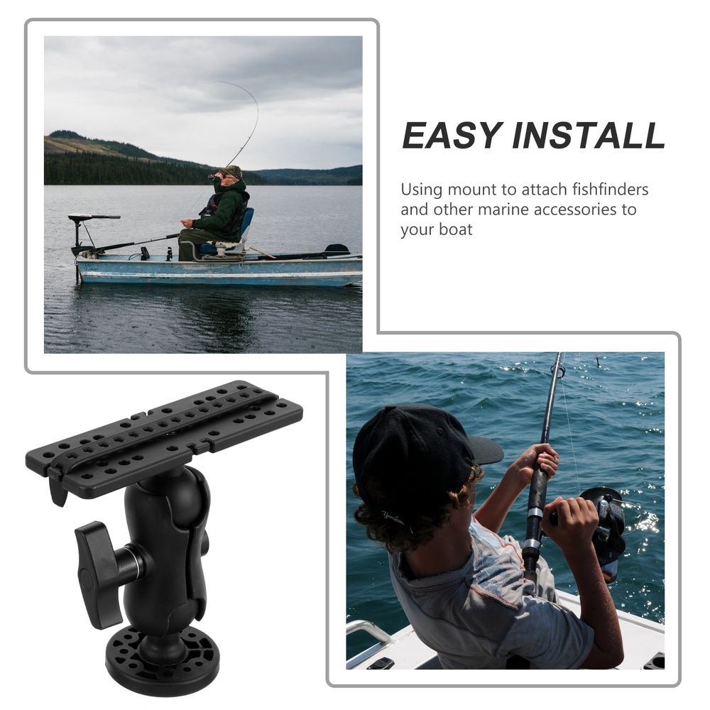 Black Adjustable Swivel Fish Finder Mount Holder for Fishing Boats and Marine Electronics