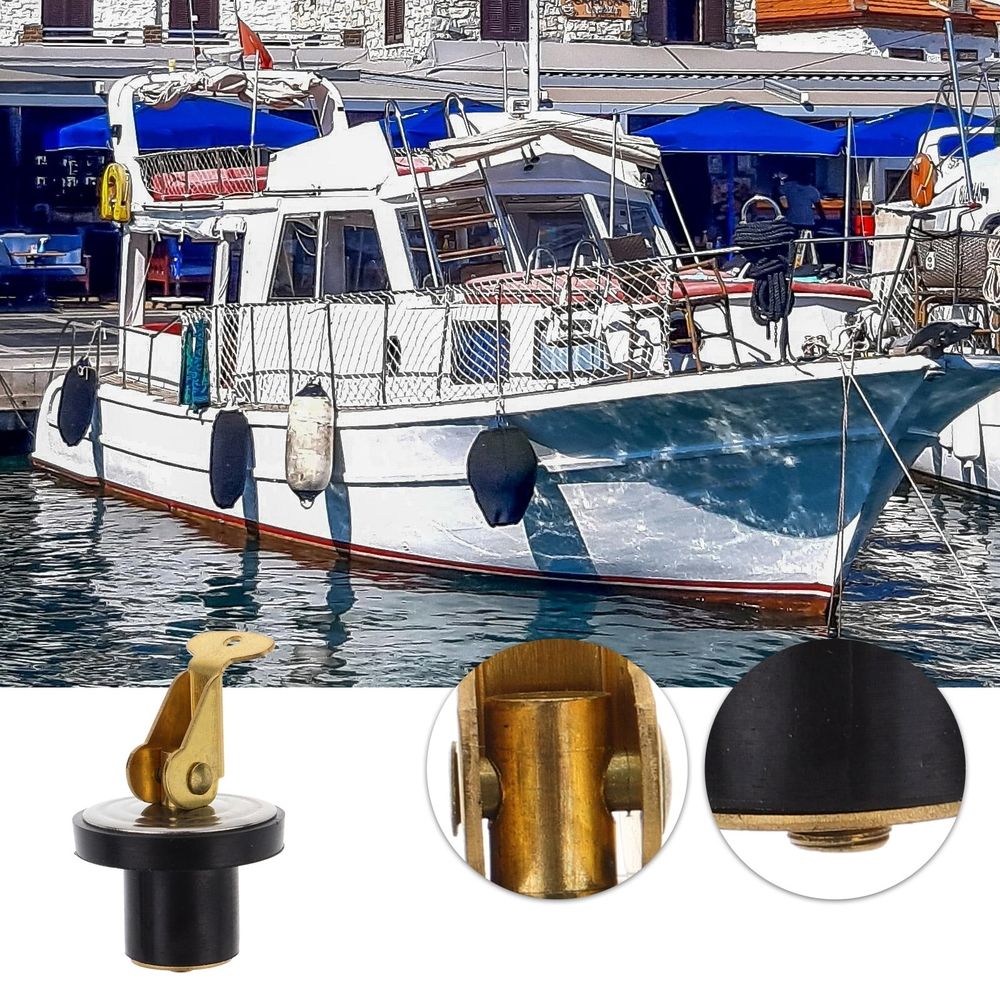 Heavy-Duty Black Rubber and Copper Boat Drain Plug for Marine Use and Daily Watercraft Maintenance