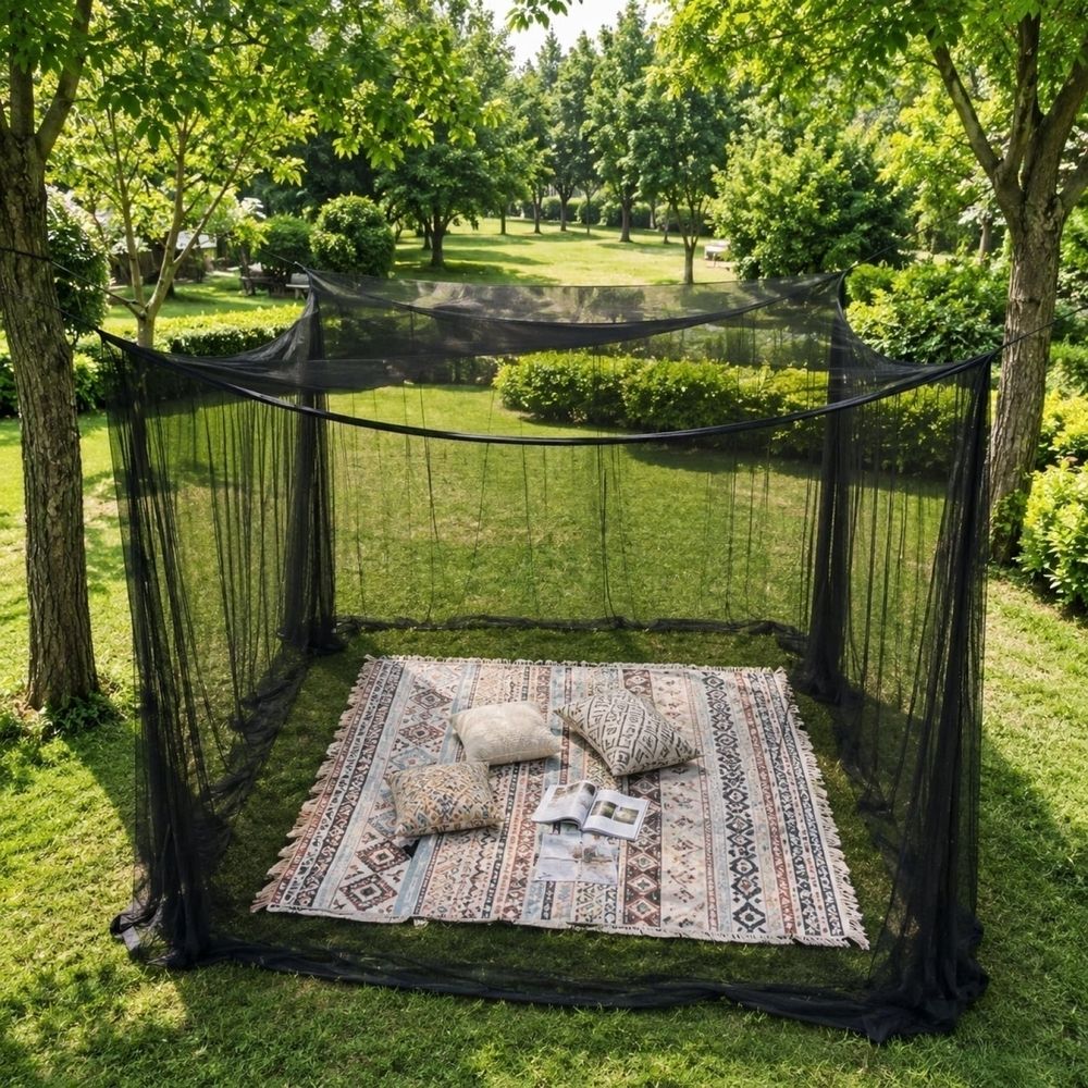 Extra Large Outdoor Net Tent 9.8x9.8 Feet Mosquito Mesh Screen Room Gazebo for Patio Camping Picnic High-Density Breathable Mesh Fabric Portable Easy Setup Sunshade Grey