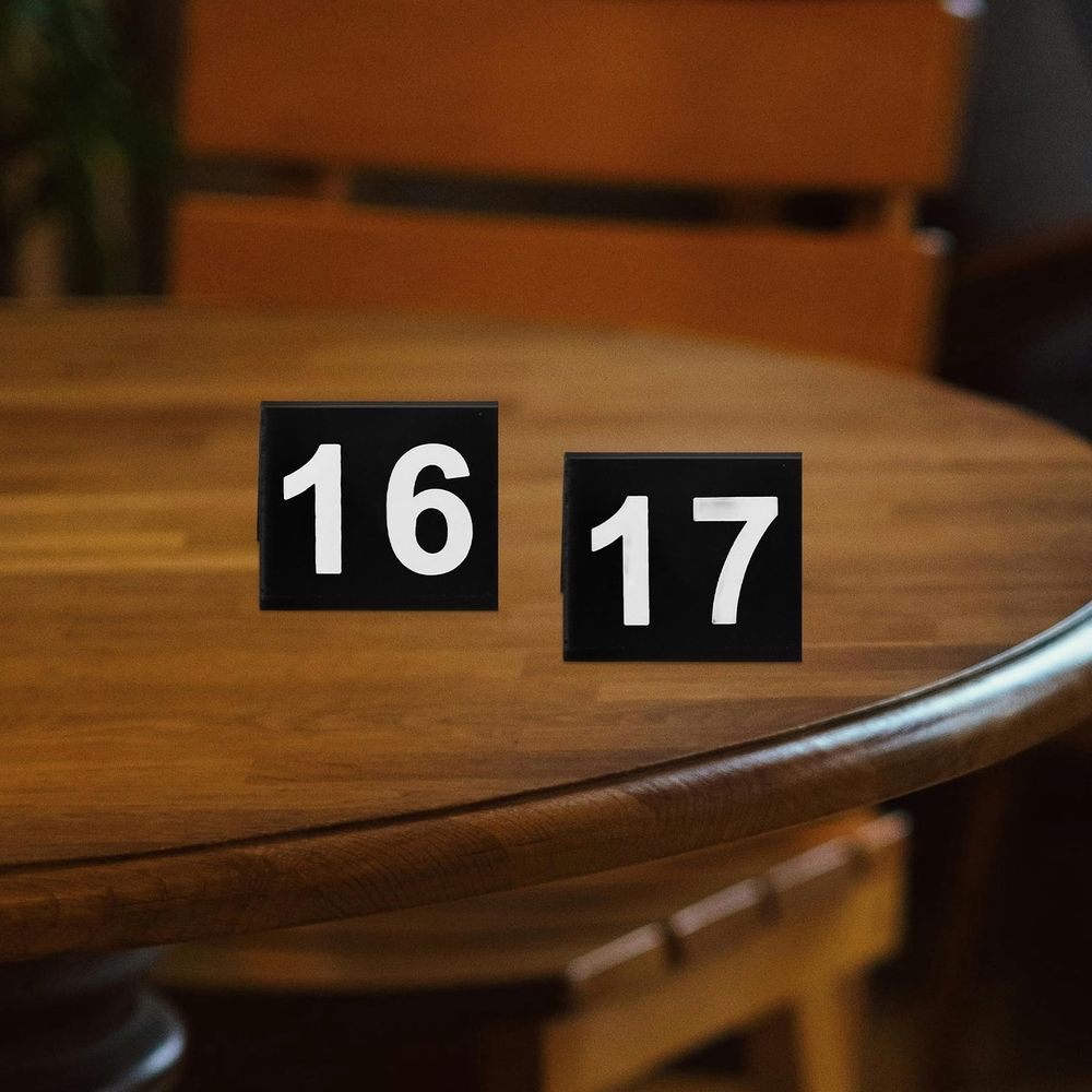 Acrylic Table Tent Numbers, Black, High Contrast, Elegant Wedding Decor, Double Sided, 20Pcs
