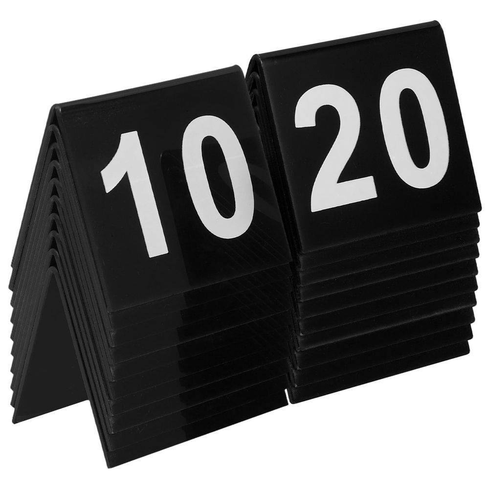 Acrylic Table Tent Numbers, Black, High Contrast, Elegant Wedding Decor, Double Sided, 20Pcs
