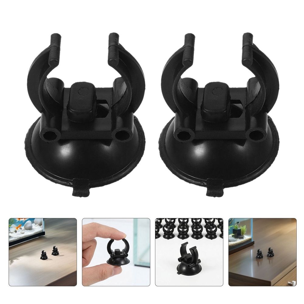 Fish Tank Heater Suction Cup Holders ABS Black Universal Fit 28Pcs