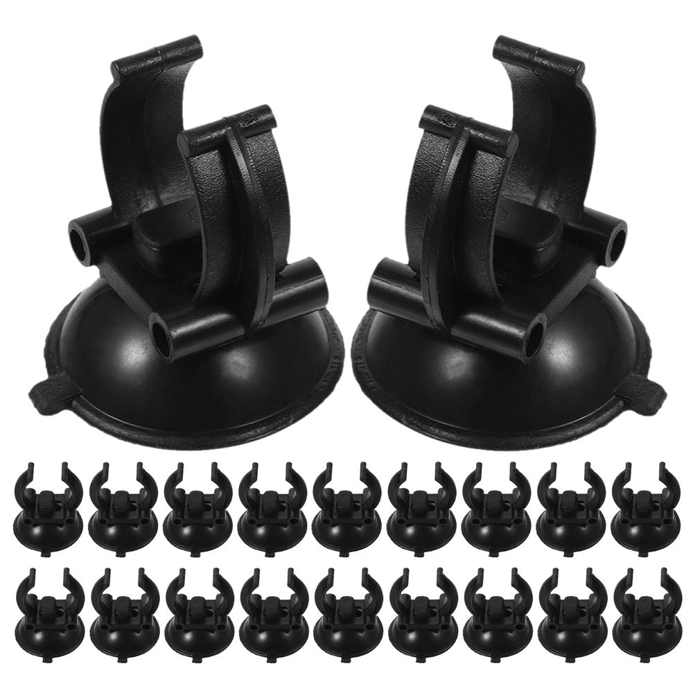 Fish Tank Heater Suction Cup Holders ABS Black Universal Fit 28Pcs