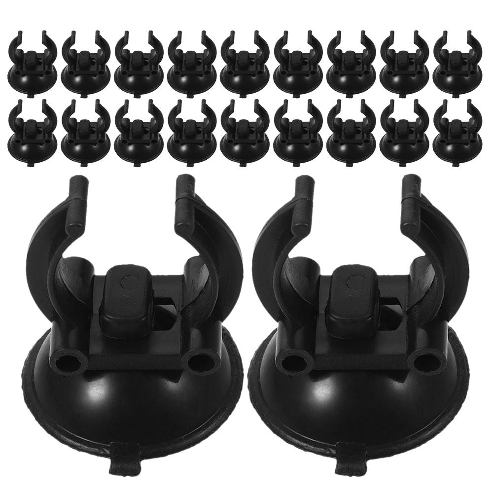 Fish Tank Heater Suction Cup Holders ABS Black Universal Fit 28Pcs