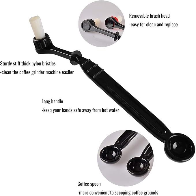 Espresso Machine Cleaning Brush Kit - 2 Pieces Coffee Cleaning Brush with Spoon for Coffee Grinder and Espresso Cleaning
