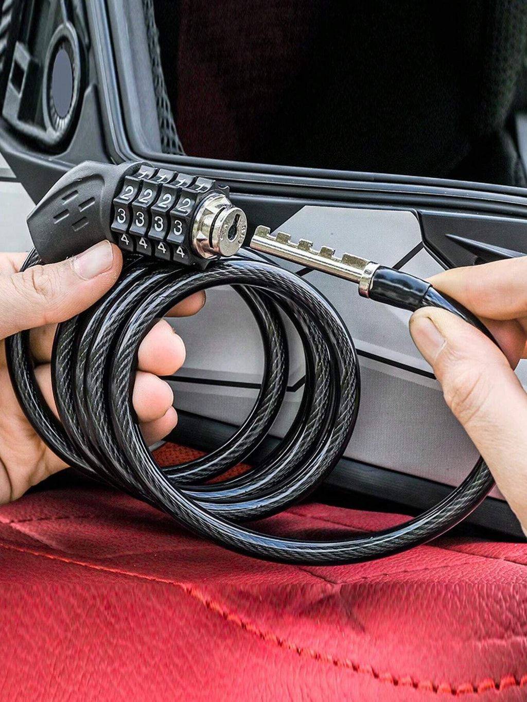 1PC 4-Digit Password Protected Portable Steel Cable Helmet Lock – Anti-Theft for Motorcycle, Electric Bike, Bicycle, Anti-Loss Security Lock