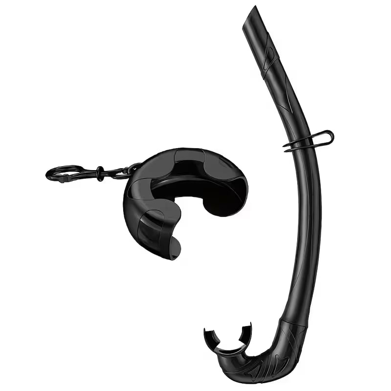 Roll-up Snorkel, Silicone Foldable Snorkel with Compact Storage Case, Freediving and Snorkeling Snorkel, Wet Breathing Tube for Freediving, Diving, and Snorkeling Black